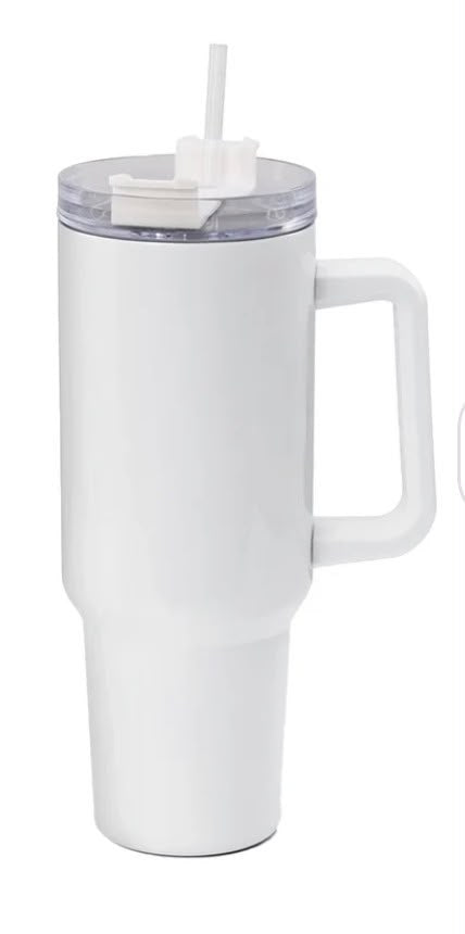 Personalized Stainless Steel Tumbler with Handle –  40oz